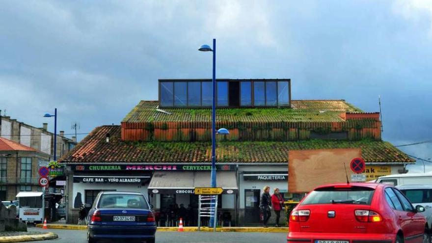 La plaza de abastos acumula una importante capa vegetal en el tejado. // Iñaki Abella