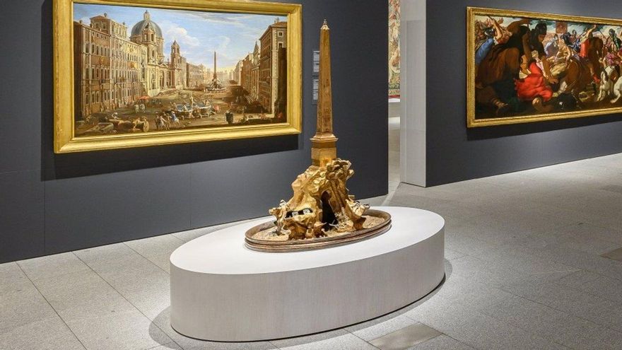La 'Fuente de los cuatro ríos' expuesta en el Museo de las Colecciones Reales.