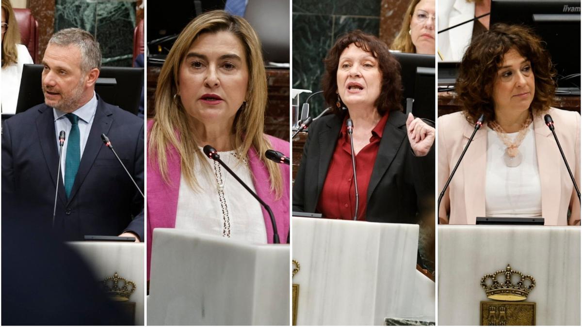 Joaquín Segado, diputado del PP; Carmina Fernández, del PSOE; María Marín, de Podemos; y María José Ruiz, de Vox.