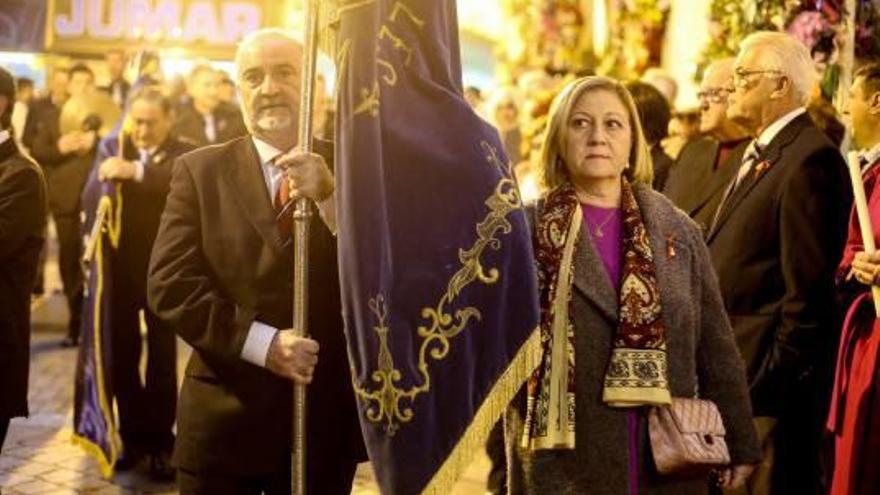 El actual abanderado Miguel Riquelme el día de la procesión de Sant Jaume en noviembre.