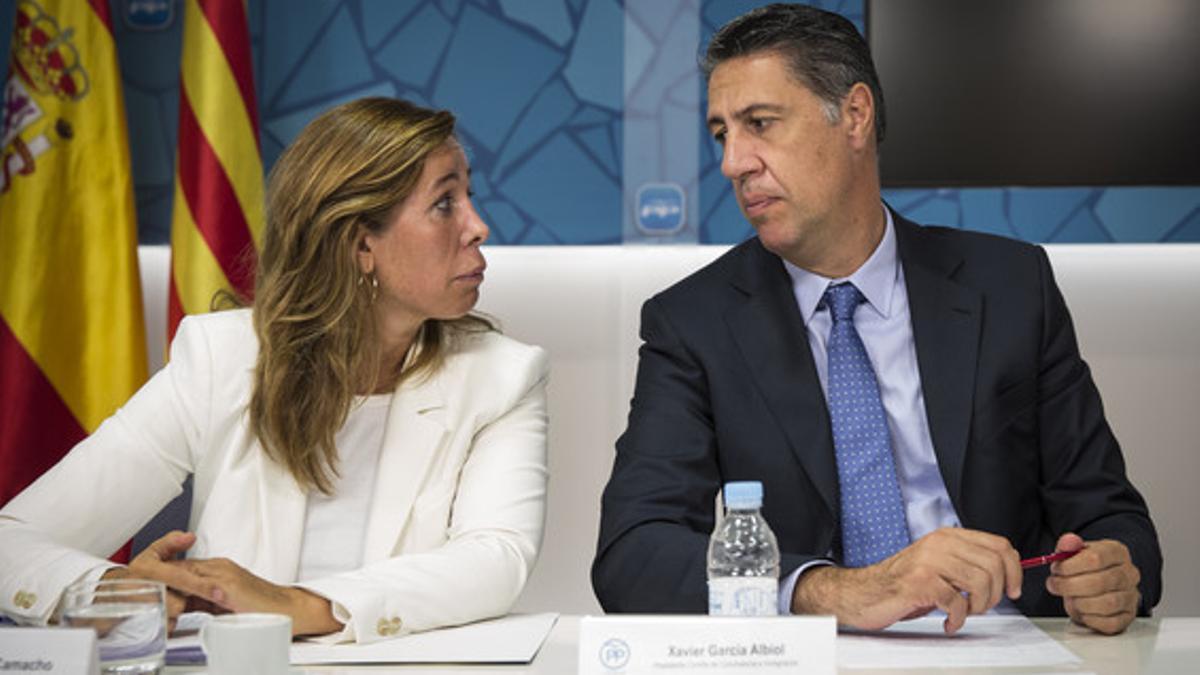 Alicia Sánchez-Camacho y Xavier García Albiol, en la sede del PPC.