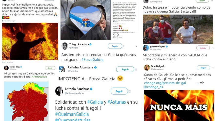 Ronaldo, Thiago, Rafinha, Banderas... todos con Galicia y contra los incendiarios