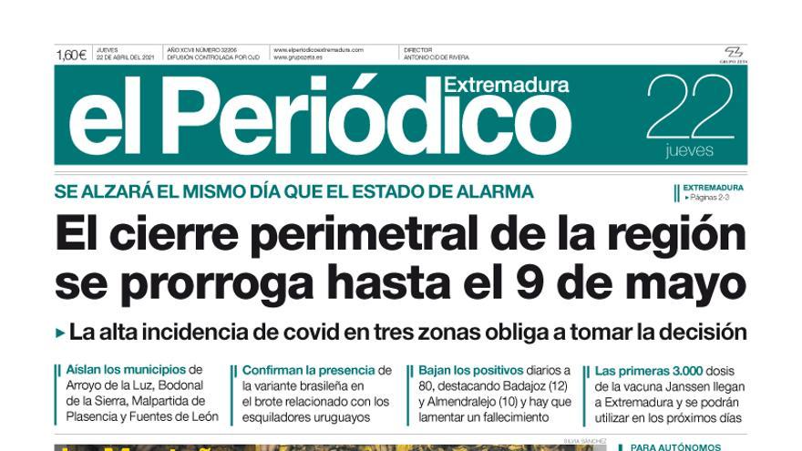 Consulta la portada correspondiente al día 22 de abril del 2021