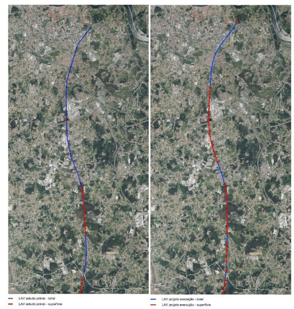 Cambios en los recorridos en túnel y superficir en el AVE a su paso por Gaia
