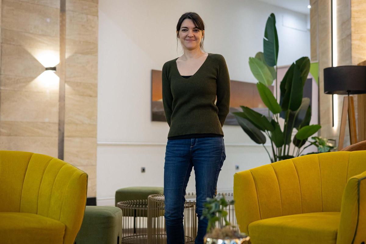 Cristina Araújo este miércoles en su visita a Zaragoza.