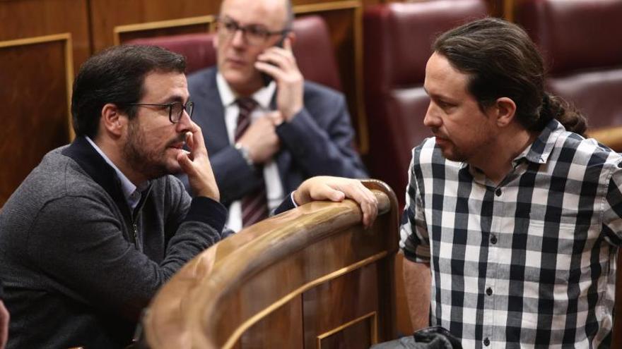 Garzón e Iglesias en el Congreso.