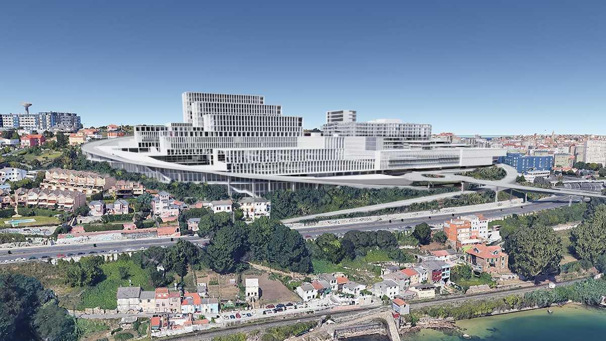 Imagen virtual de los nuevos accesos al Hospital de A Coruña tras su ampliación.