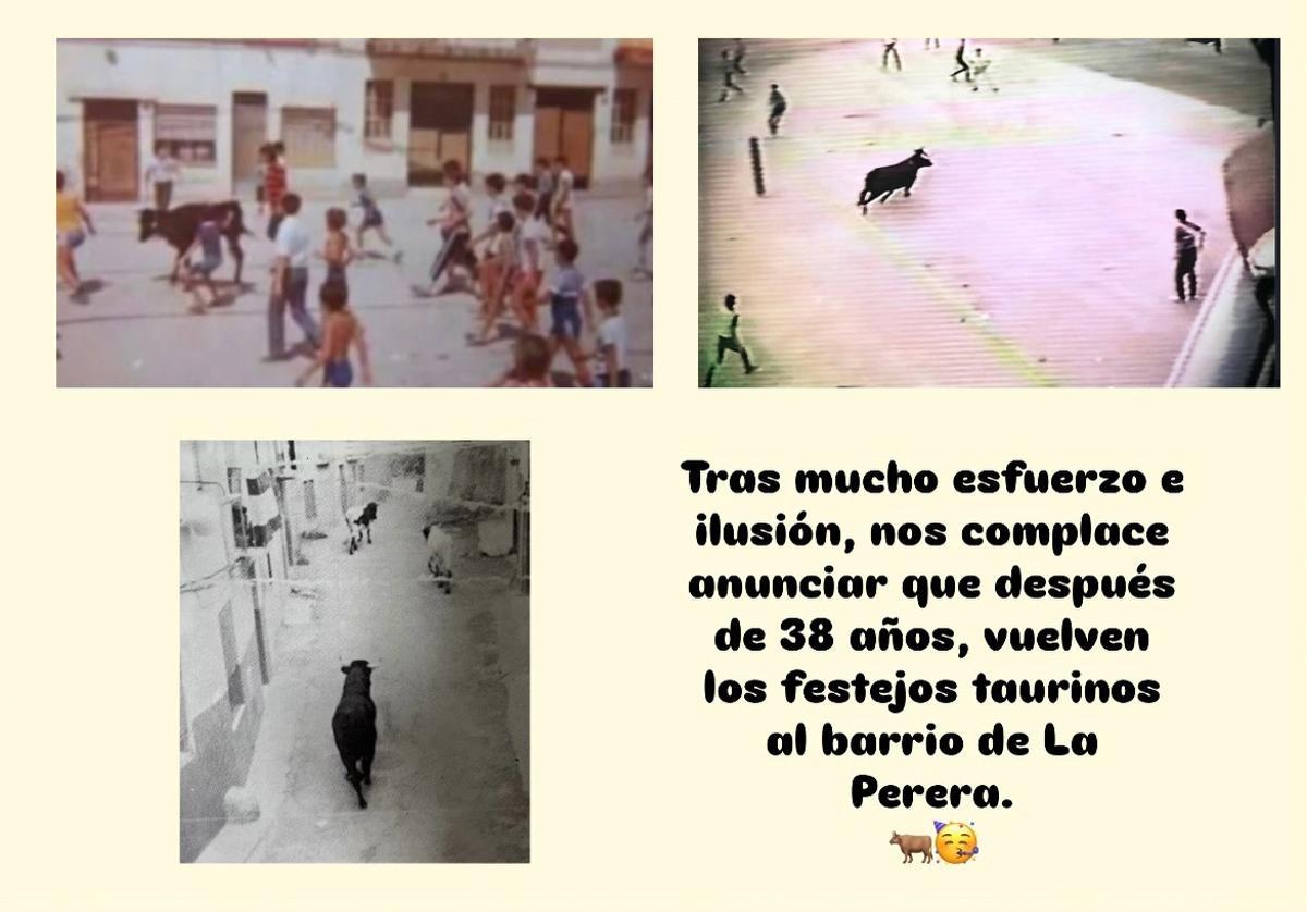 Montaje con el que los vecinos del barril han anunciado que este 2026 se volverán a celebrar festejos taurinos después de 38 años.