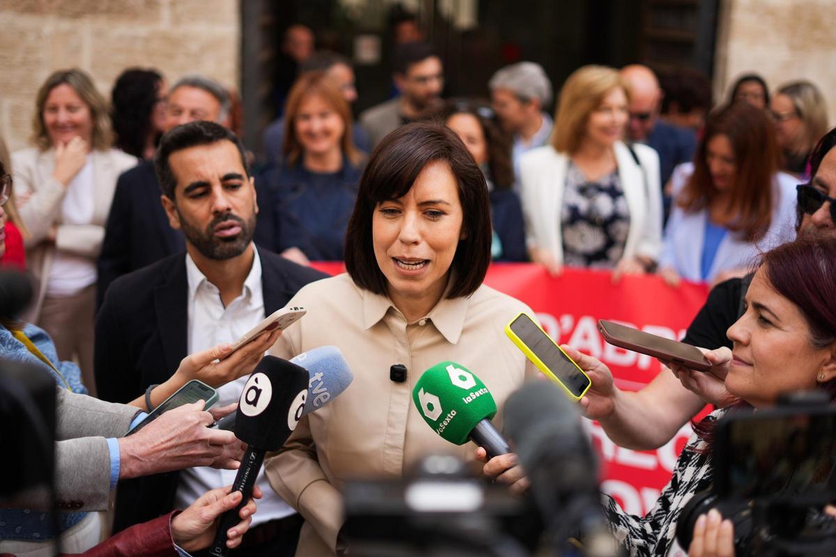 Diana Morant, ayer, en un acto ante las Corts.