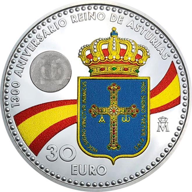 El anverso de la moneda en homenaje al Reino de Asturias