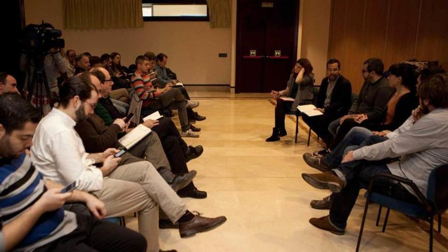 La reunión de los dirigentes de Podemos en Oviedo.