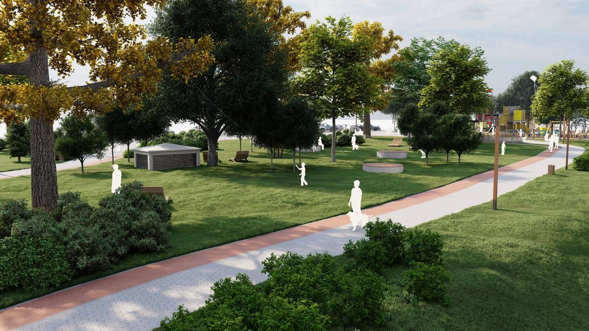 Infografías del futuro parque de La Reconquistas en la zona oeste de Pola de Siero