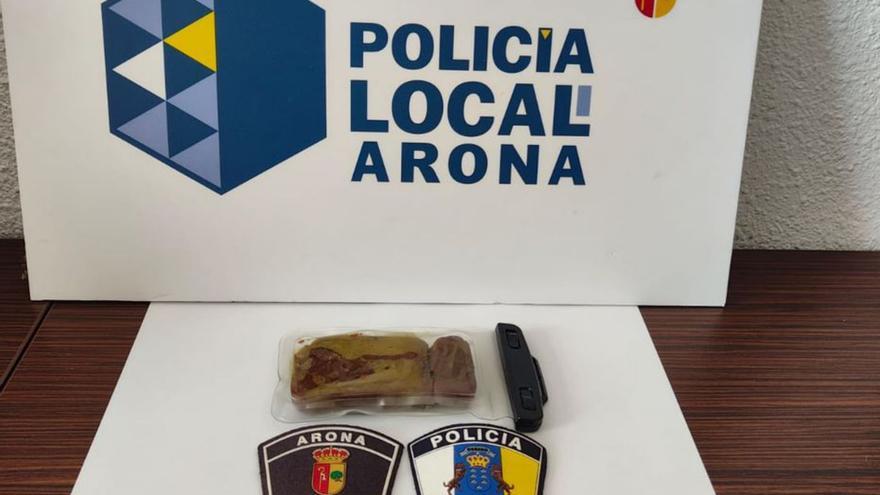 Pieza de hachís intervenida a un individuo en Guaza.