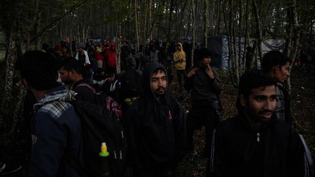 Un grupo de migrantes se reúne en un bosque de Bosnia para intentar cruzar a Croacia, el pasado 29 de septiembre.