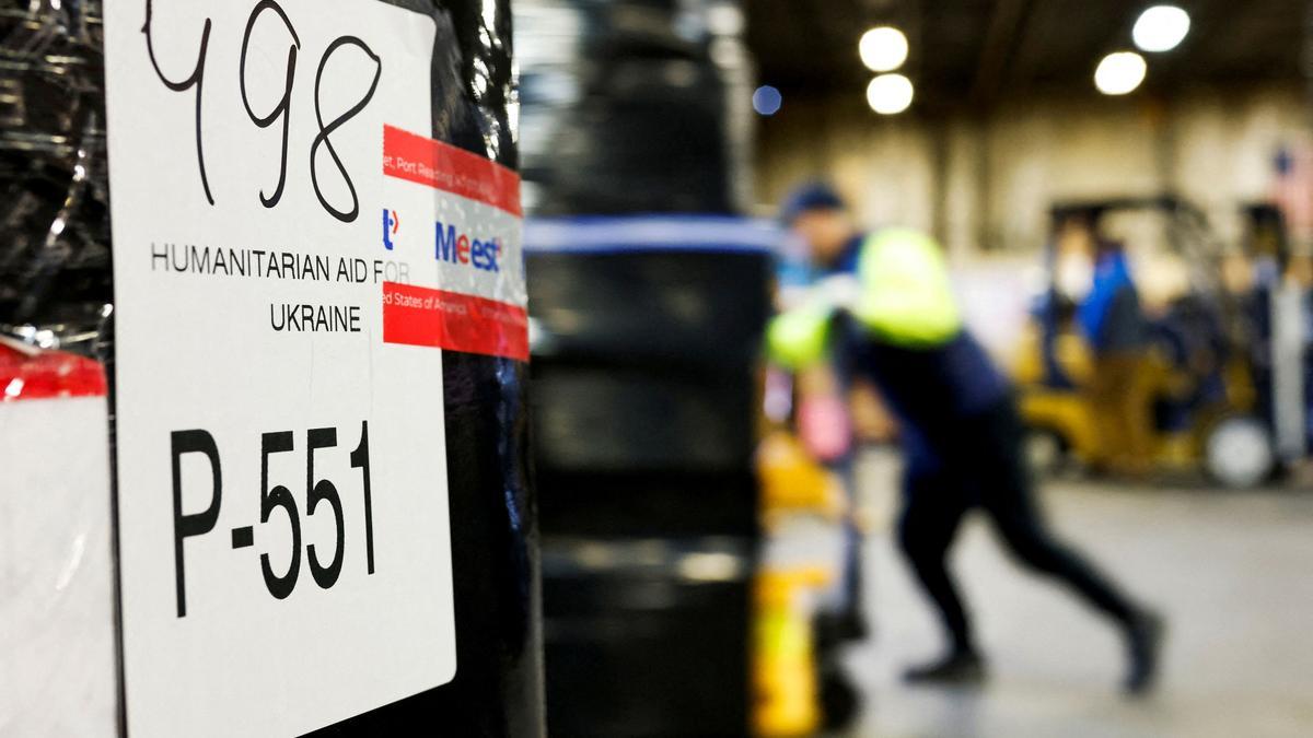 FILE PHOTO: Humanitarian aid donations for Ukraine prepared in New Jersey