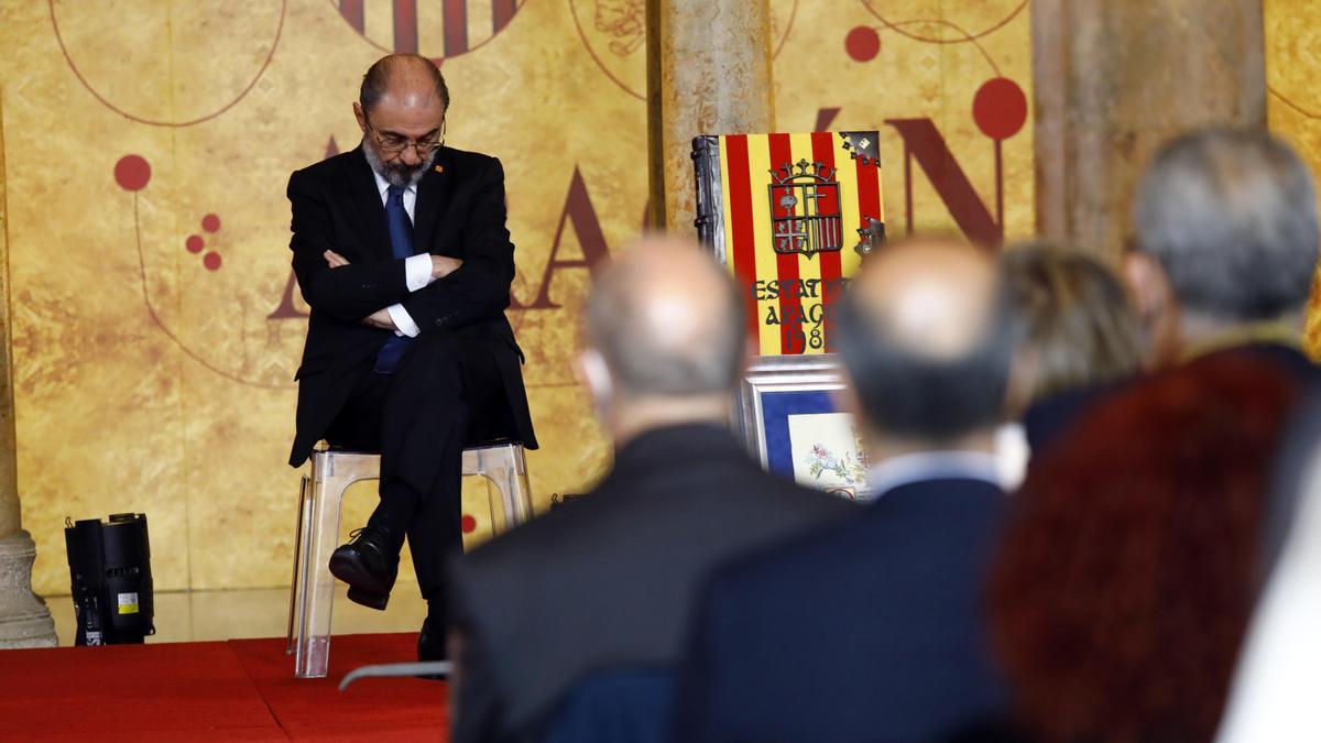 Lambán, en un momento del acto institucional.