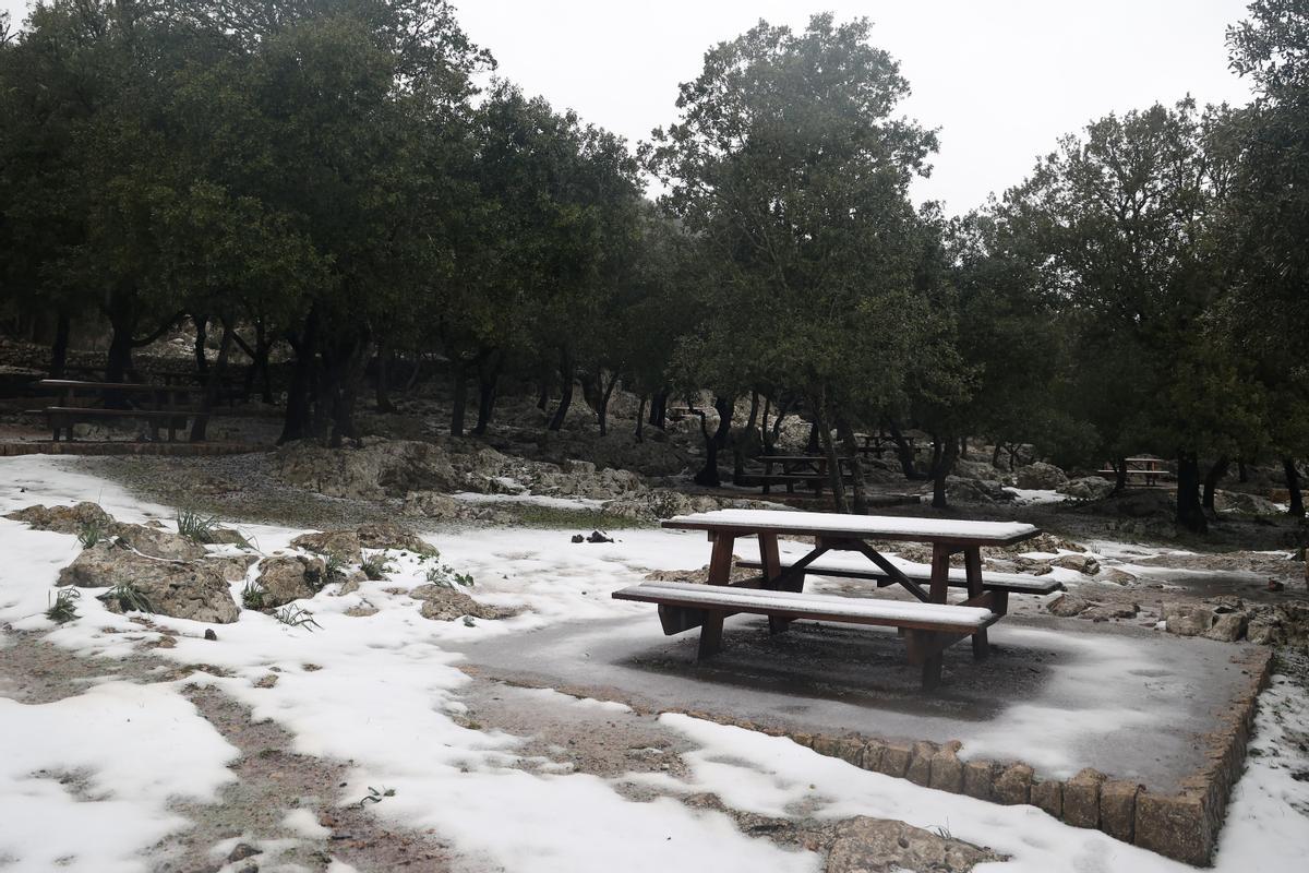 La nieve llega a la sierra de Tramuntana en Mallorca