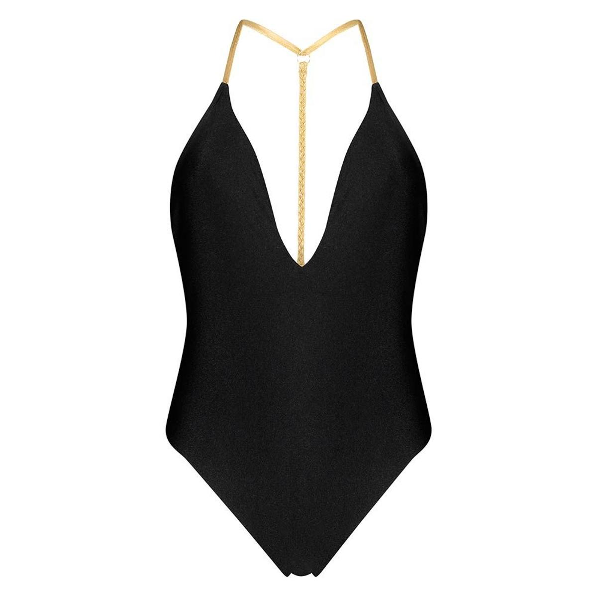 Traje de baño de corte alto en color negro de Doutzen Kroes para Hunkemöller. (Precio: 54,99 euros)