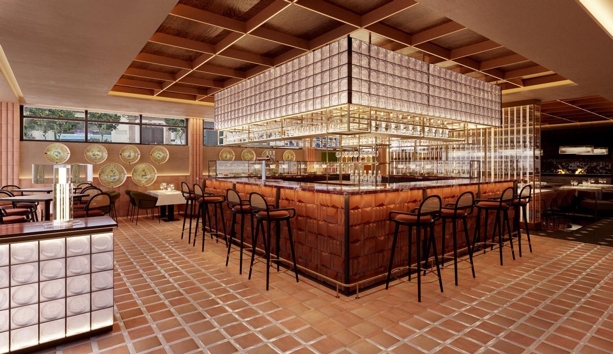 Recreación de una de las zonas de restauración del Hotel Thompson Sevilla.
