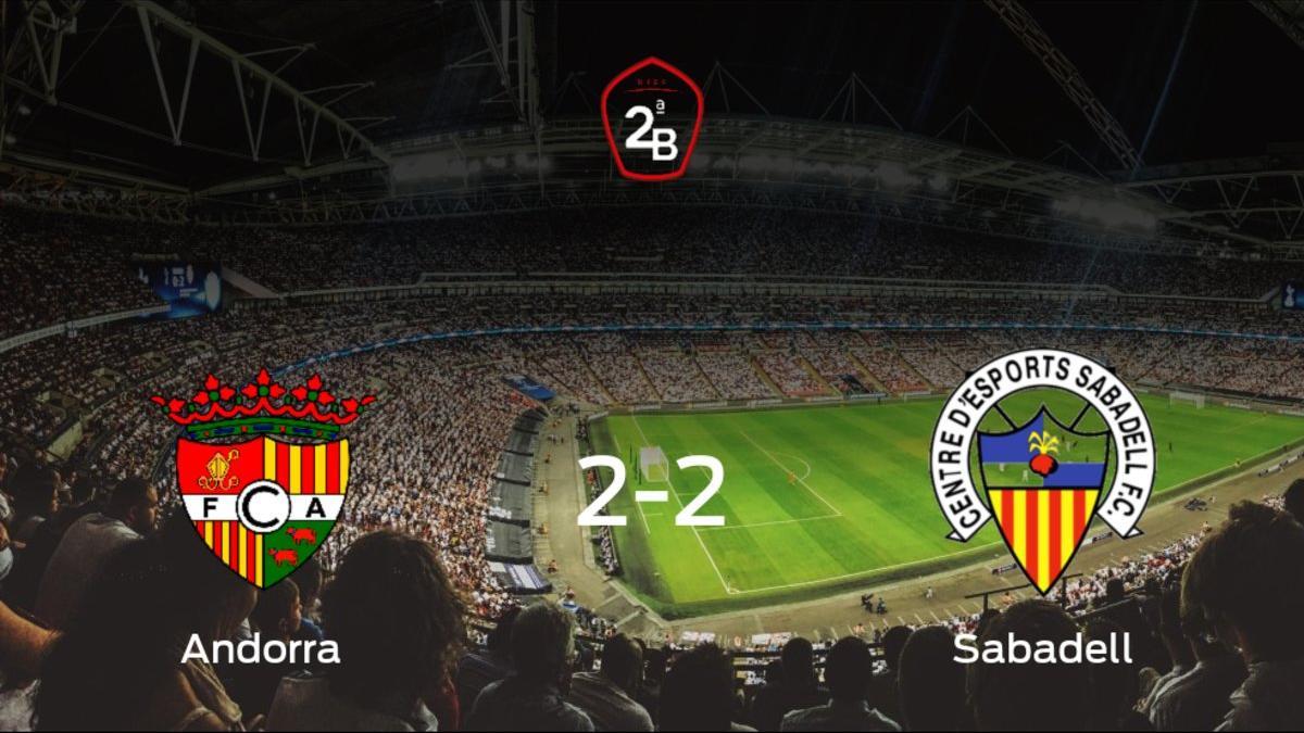 El FC Andorra y el Sabadell se reparten los puntos tras empatar a dos