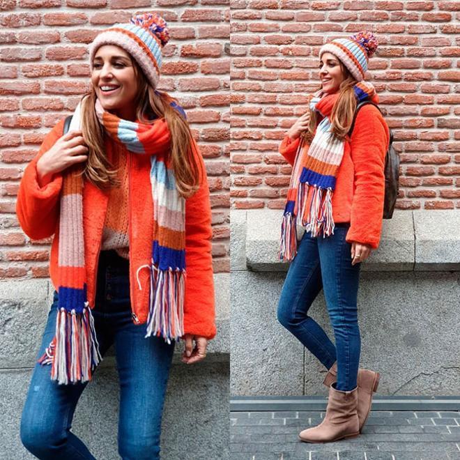 Paula Echevarría con look invernal de Stradivarius