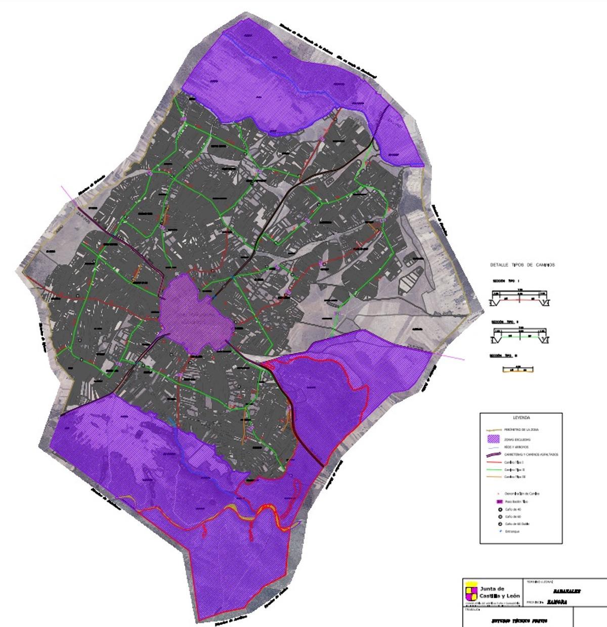 Mapa de la concentración parcelaria de Rabanales.