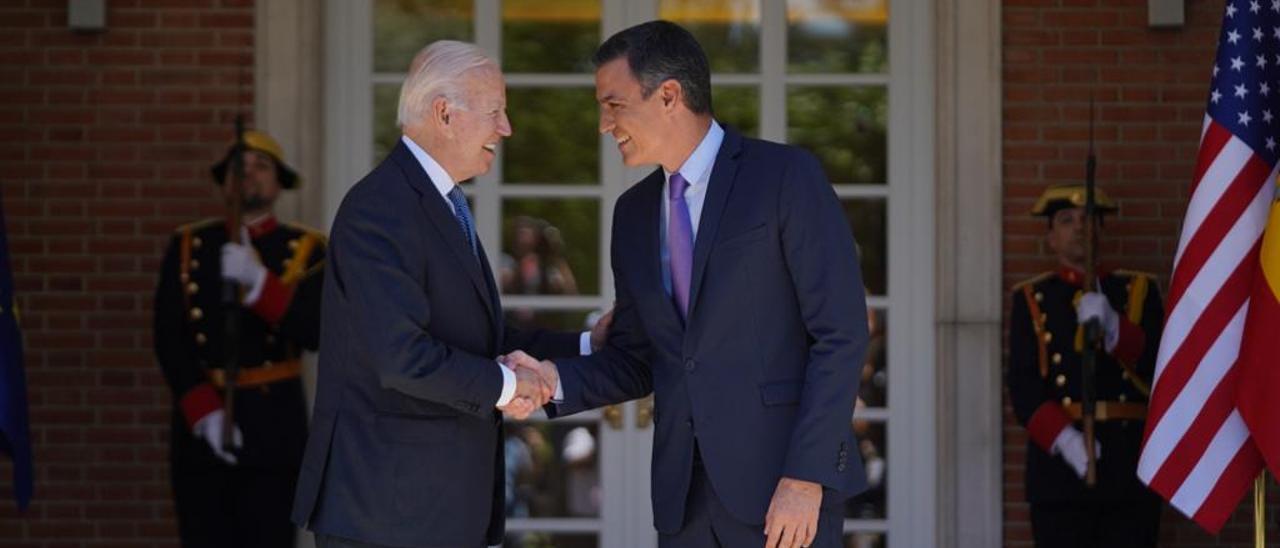 Joe Biden y Pedro Sánchez, en la Moncloa.