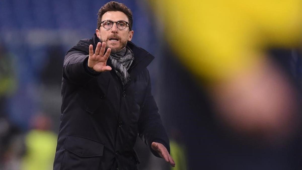 Eusebio di Francesco, en el Roma-Shakhtar de los octavos de final de la Champions.