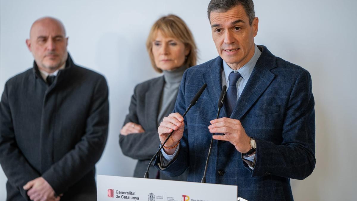 El presidente Pedro Sánchez en una promoción de viviendas en Sant Boi de llobregat (Barcelona)