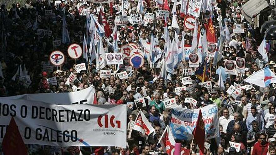 Aspecto da manifestación a prol do galego. / xoan álvarez