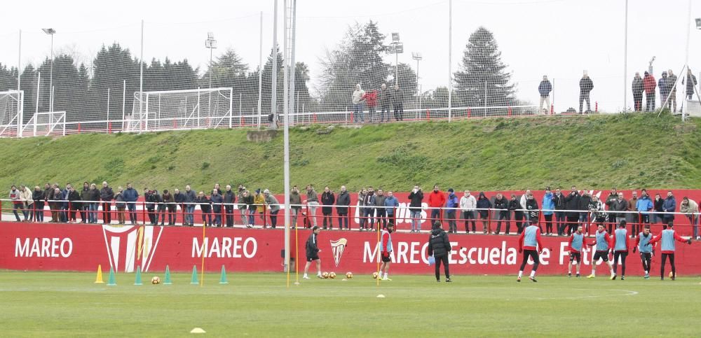 Rubi dirige su primer entrenamiento como técnico del Sporting