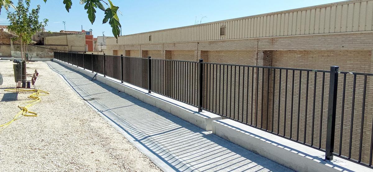 Arreglo del pabellón afectado por las lluvias, el pasado mes de marzo