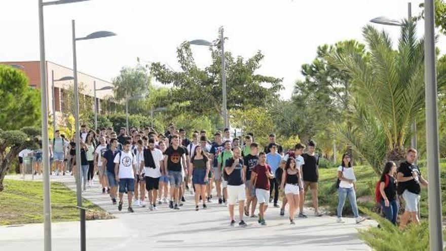 Estudiantes de la Universidad Miguel Hernández en el campus ilicitano.