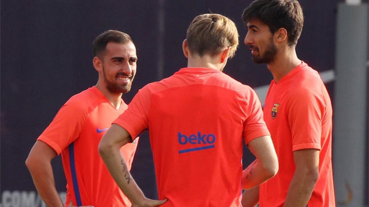 Alcácer, en el entrenamiento del Barça