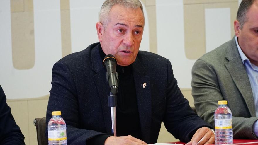 Felipe Moreno en su última intervención tras el acto de presentación del organigrama del club.