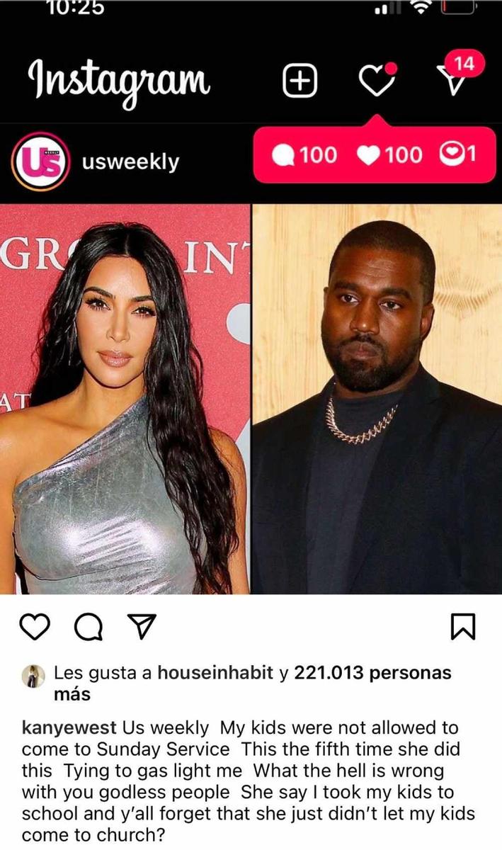 Kanye West acusa a Kim Kardashian de no dejarle llevar a sus hijos a la iglesia