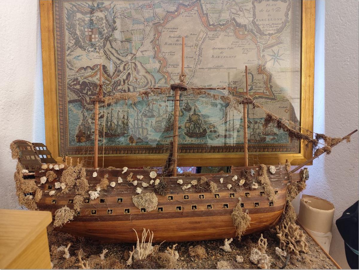 Una de les maquetes de vaixell feta per Tajadura i que conserva a casa seva.