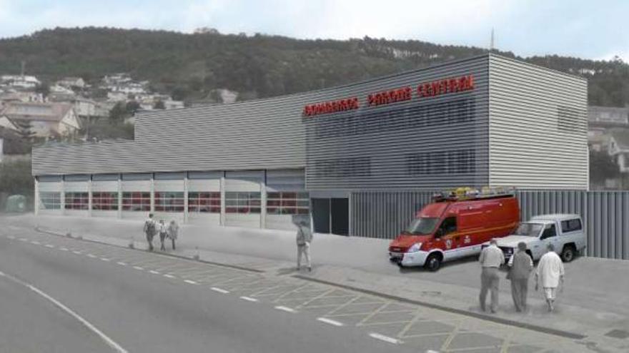 Estado en el que quedará la fachada del parque central de bomberos, en Teis, tras las obras.  // FdV