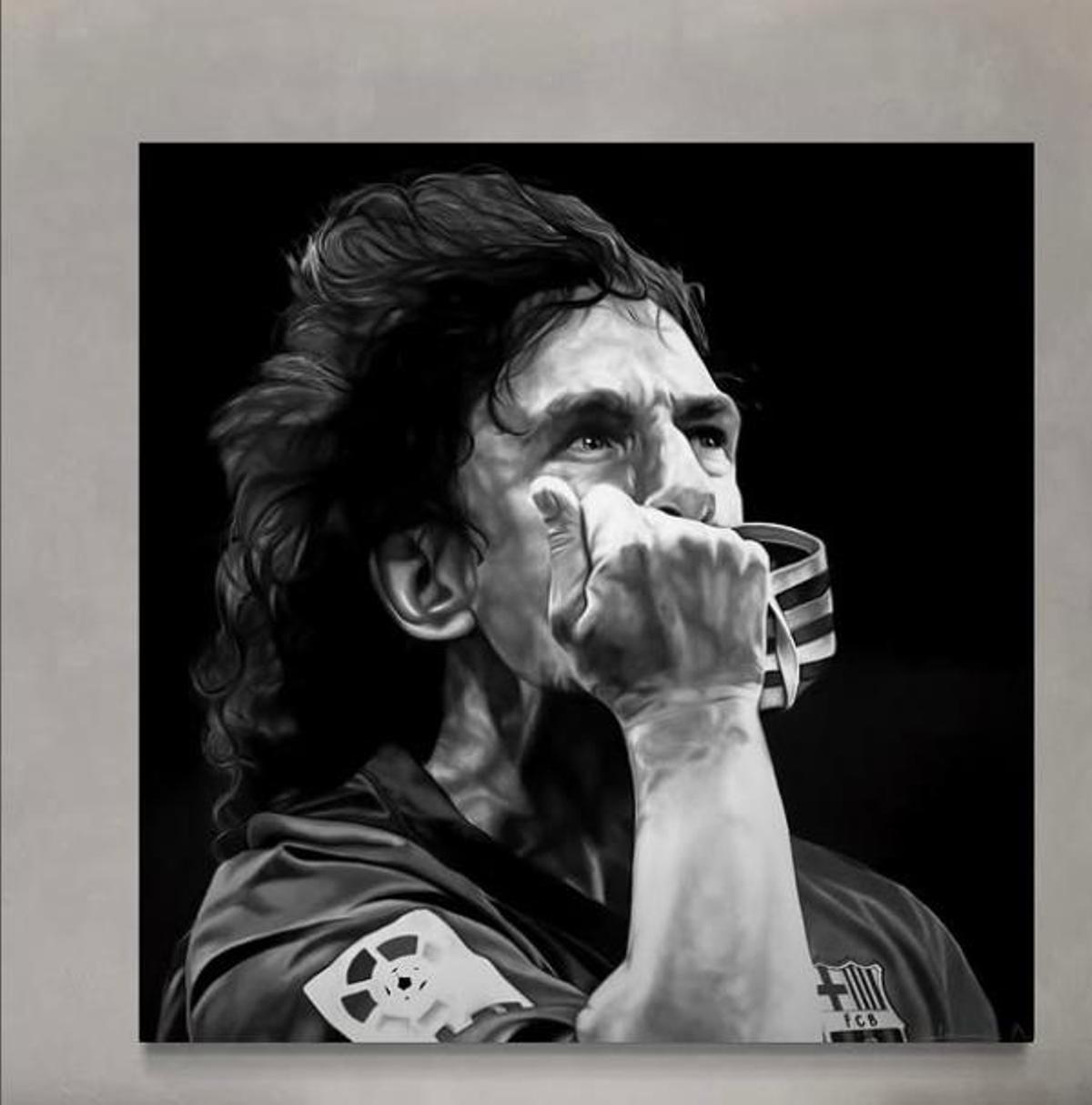 Retrato realizado por Janna Antich sobre Carles Puyol