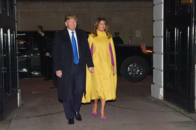 Melania Trump y Donald Trump llegando a Clarence House