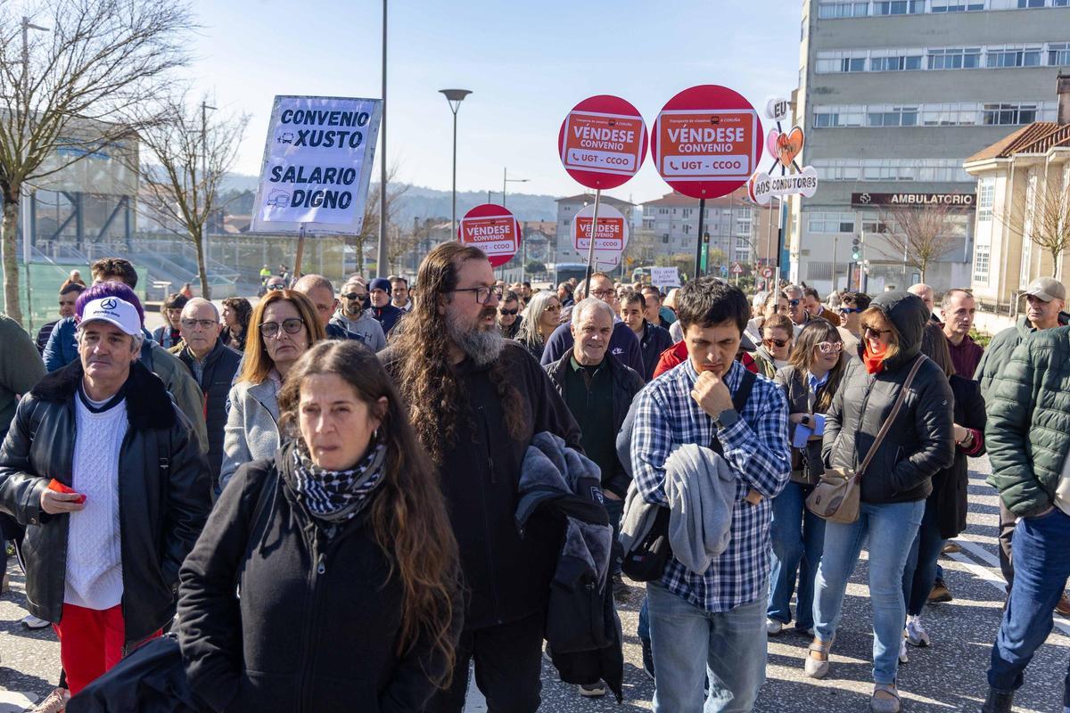 Manifestacion de la cig por el convenio del transporte de A Coruña