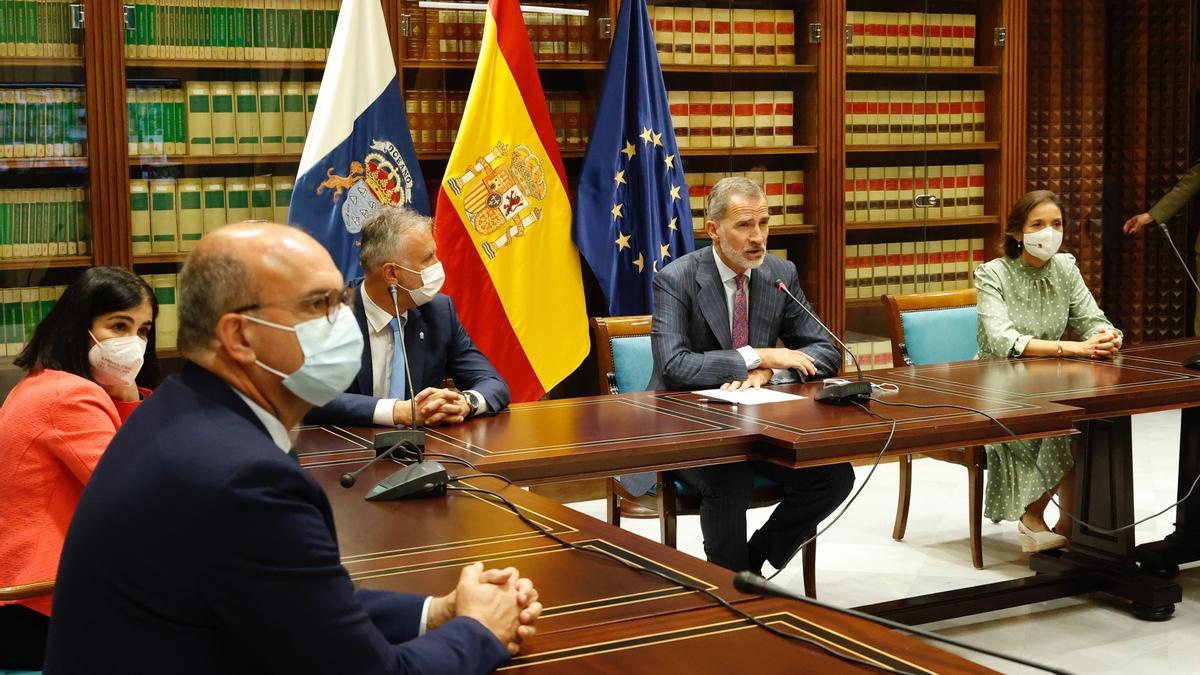 Felipe VI se reúne por videoconferenica con el Comité Director y el Comité Científico del Pevolca.