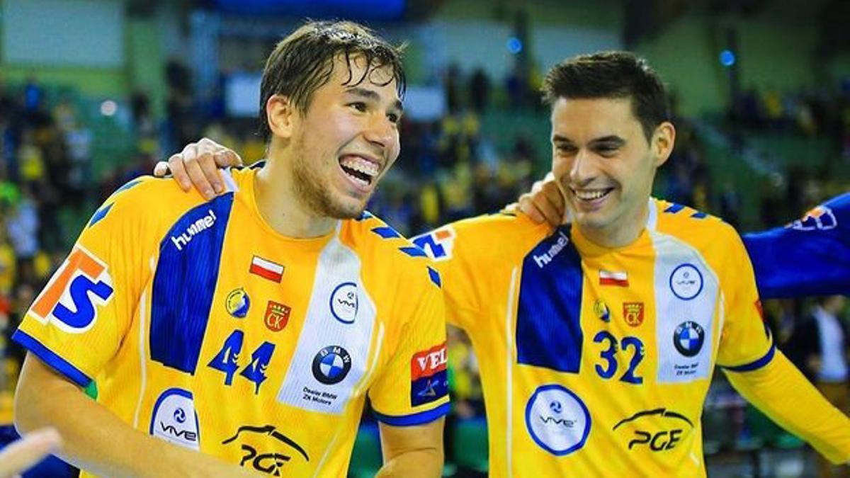 Ángel Fernández, en el Kielce con Dani Dujshebaev