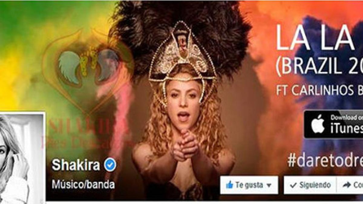 Página de inicio en Facebook de Shakira.