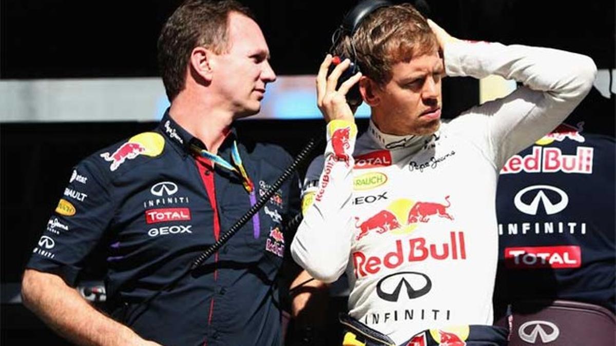 Sebastian Vettel y Christian Horner, piloto y director de Red Bull, respectivamente