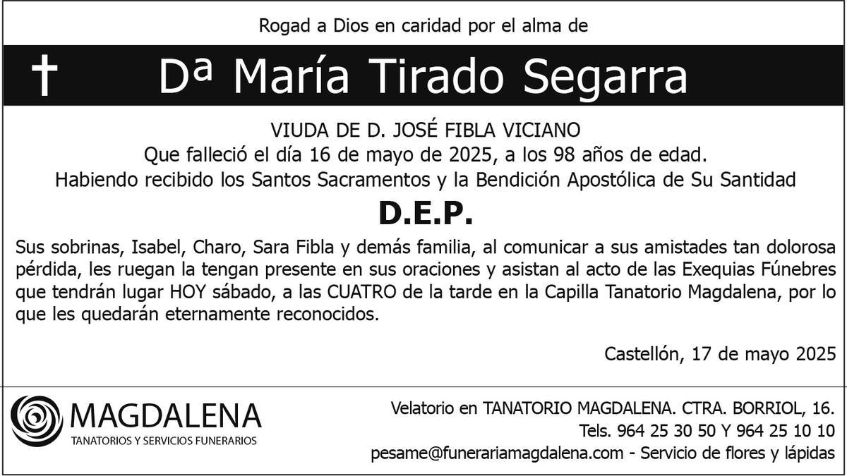 Dª María Tirado Segarra