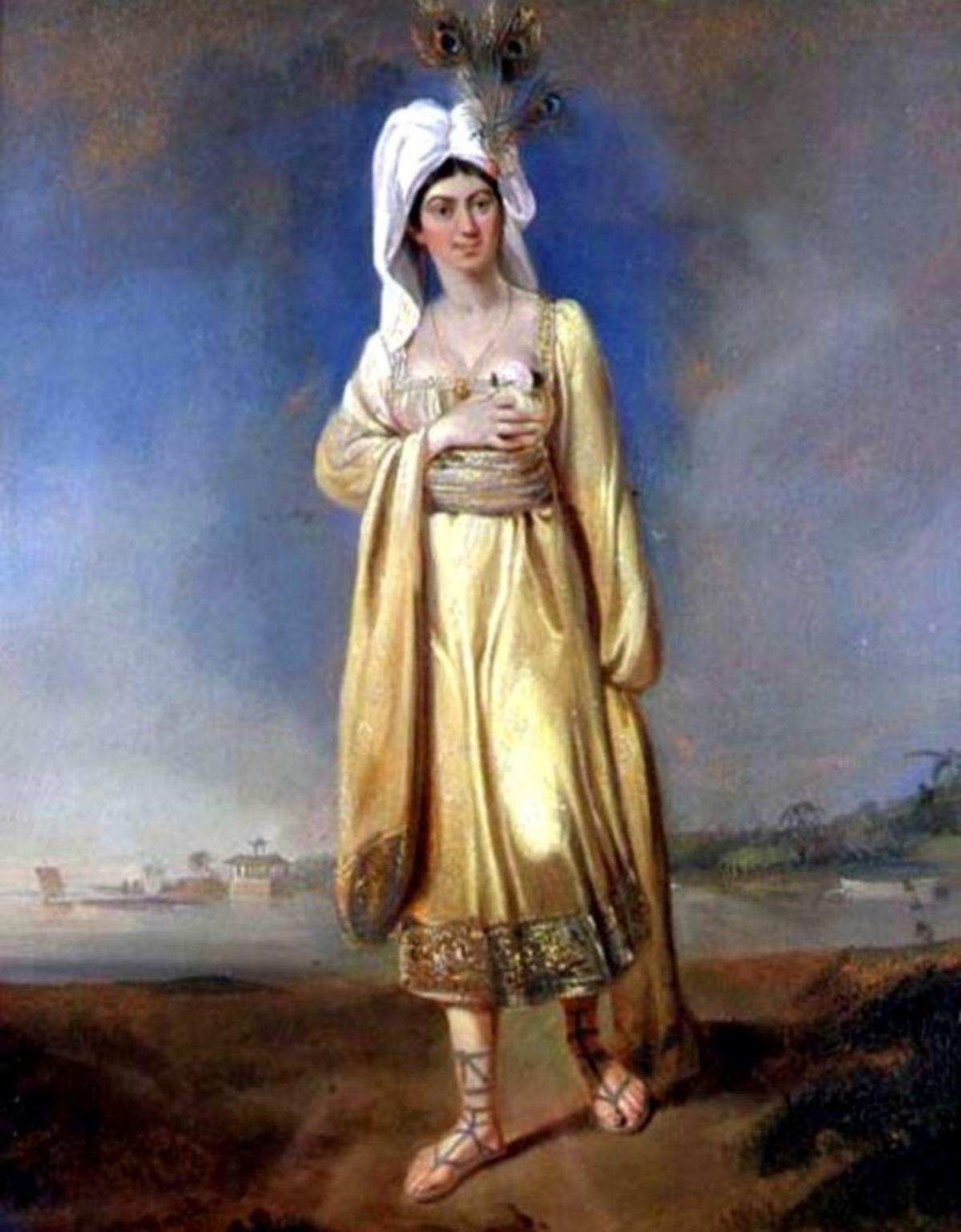 Mary Willcocks, la princesa Caraboo, pintada por E. Bird.