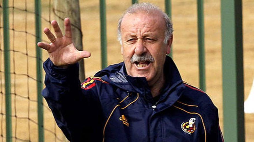 Vicente del Bosque, durante el entrenamiento de este viernes