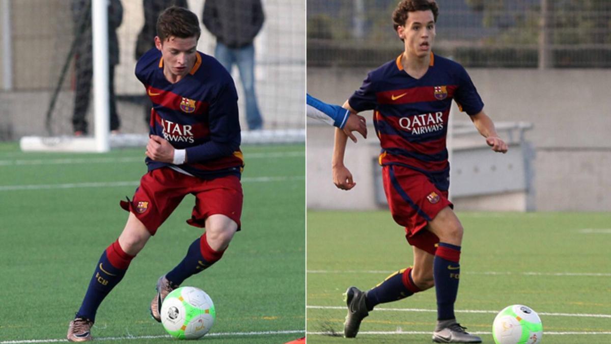 Sergio Gómez y Jandro Orellana, con la camiseta del Barça