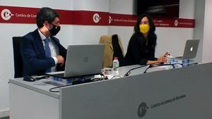 Joan Canadell y Mònica Roca, el día del anuncio de que Canadell se presenta como candidato de Junts per Catalunya.